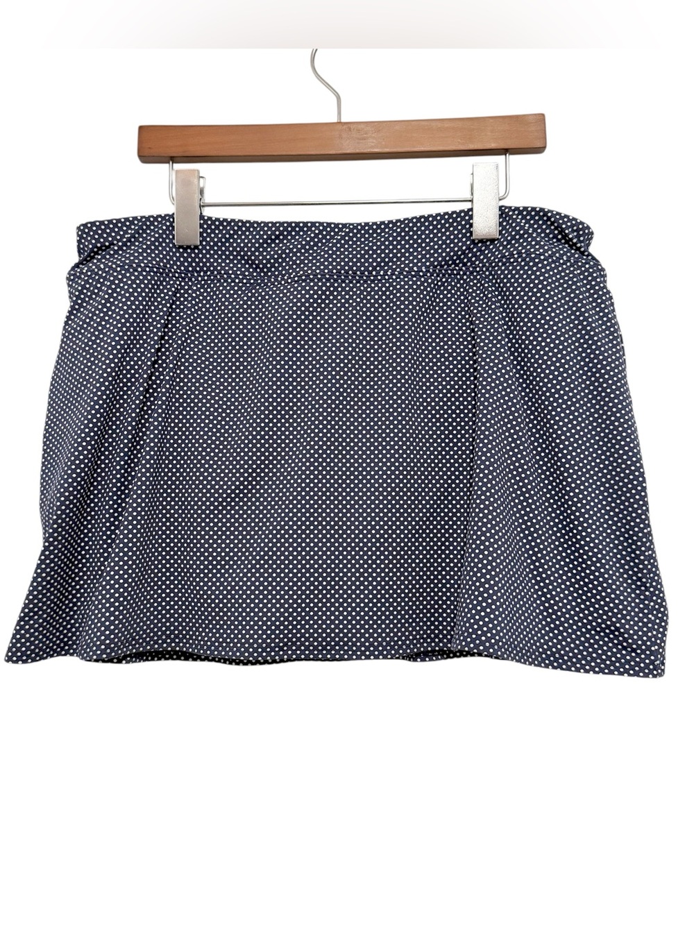 Lands' End Navy & White Dot Print Swim Skirt Brief Lined Full Coverage Size 16